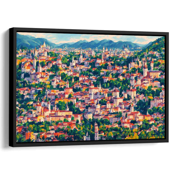 Idyllic Townscape: Vibrant Impressionist Canvas Art Print