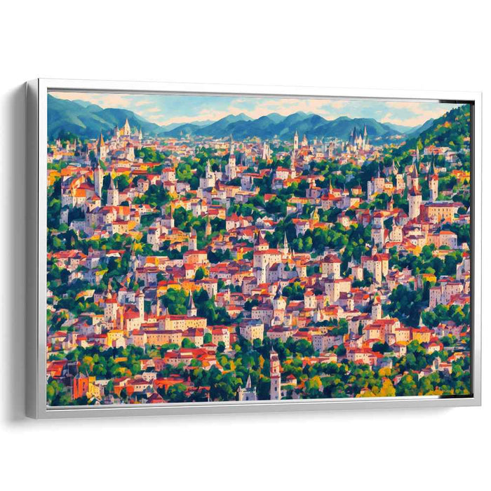 Idyllic Townscape: Vibrant Impressionist Canvas Art Print