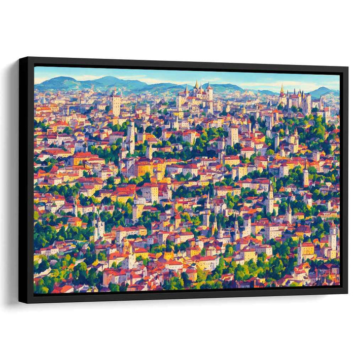 Charming Cityscape: Impressionist European Urban Landscape Canvas Art Print