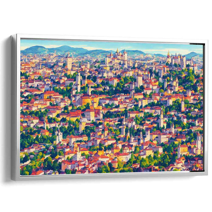Charming Cityscape: Impressionist European Urban Landscape Canvas Art Print