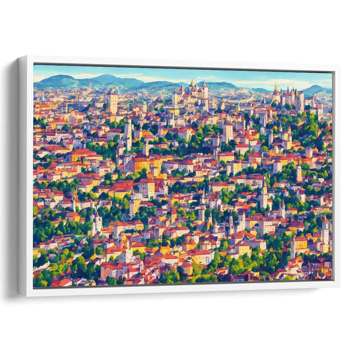 Charming Cityscape: Impressionist European Urban Landscape Canvas Art Print