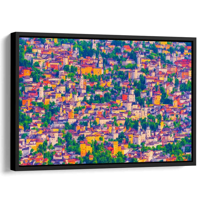 Chromatic Streets Snapshot: Colorful Townscape Canvas Art Print