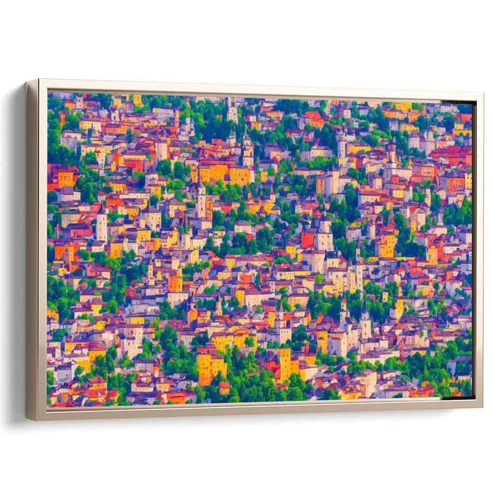 Chromatic Streets Snapshot: Colorful Townscape Canvas Art Print