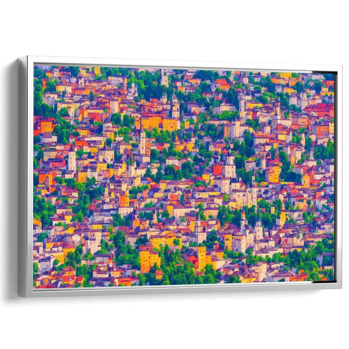 Chromatic Streets Snapshot: Colorful Townscape Canvas Art Print