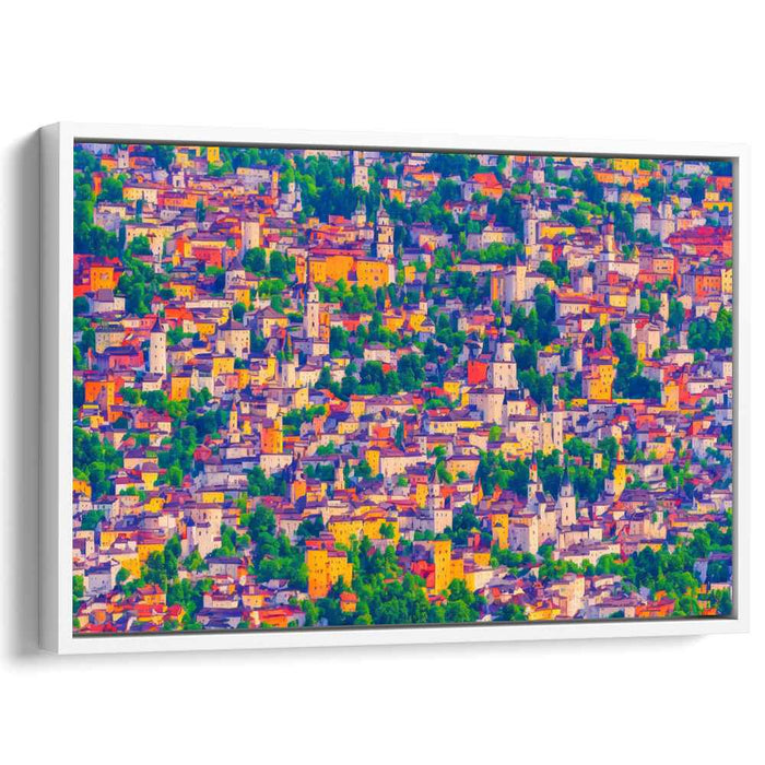 Chromatic Streets Snapshot: Colorful Townscape Canvas Art Print