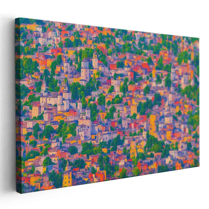 Cityscape Symphony Burst: A Vibrant Urban Tapestry Canvas Art