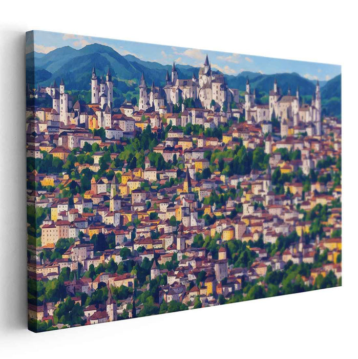 Majestic Medieval Cityscape: A Panorama of History and Architecture