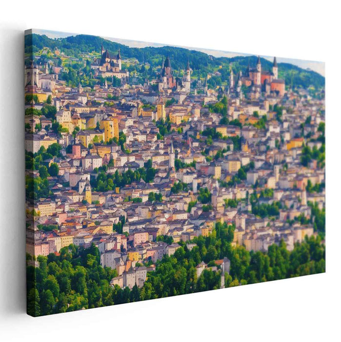 Paved Illusions: Lush European Cityscape in Modern Impressionist Style