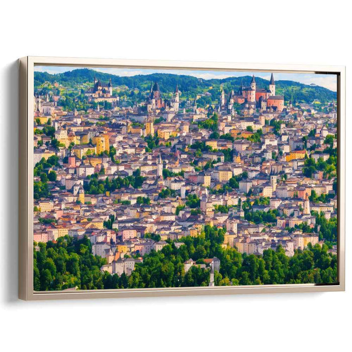 Paved Illusions: Lush European Cityscape in Modern Impressionist Style