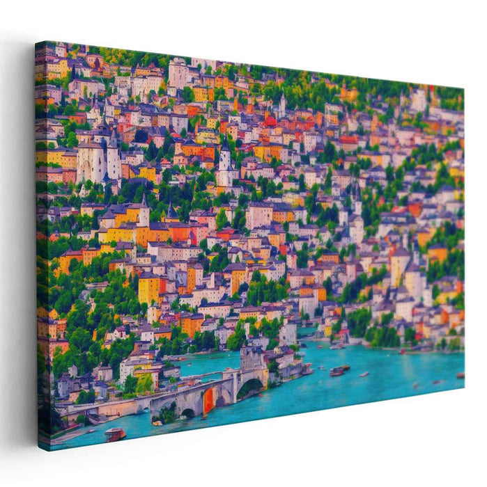 Vibrant European Cityscape: A Symphony of Colors and Architecture