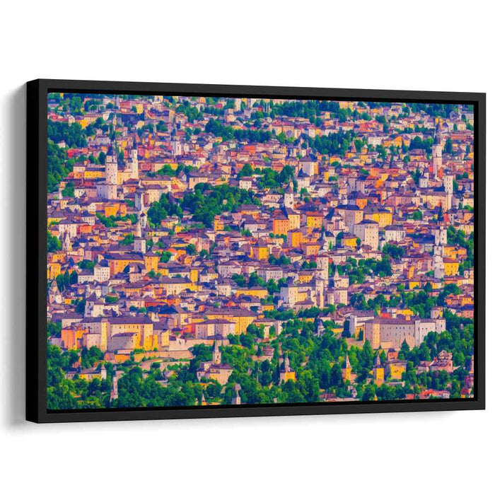 Vivid Panorama: A Colorful European Cityscape Canvas Art Print