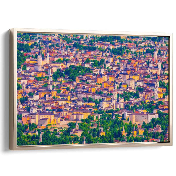Vivid Panorama: A Colorful European Cityscape Canvas Art Print