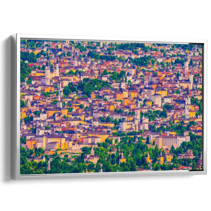 Vivid Panorama: A Colorful European Cityscape Canvas Art Print