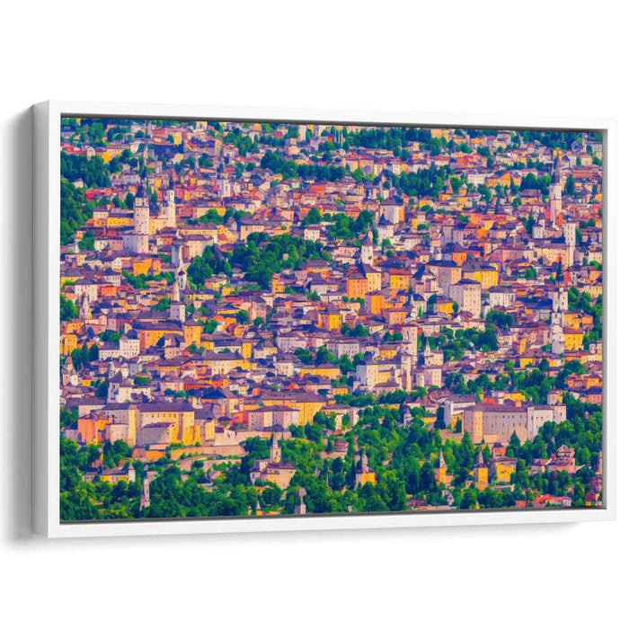 Vivid Panorama: A Colorful European Cityscape Canvas Art Print