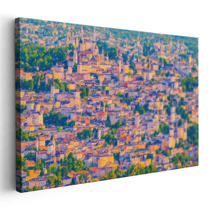 Urban Impression Sketch: Impressionist Cityscape Canvas Art Print