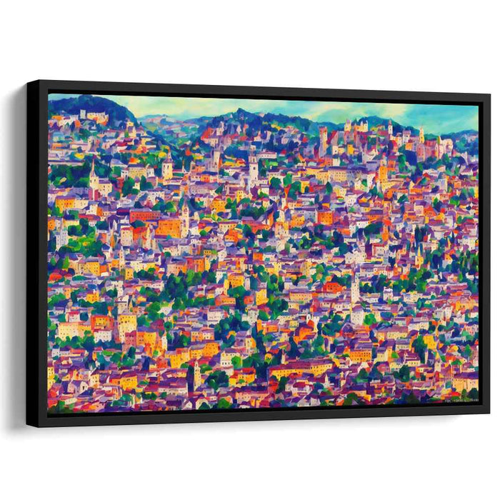 Urban Impression Fusion: Post-Impressionist Cityscape Canvas Art Print