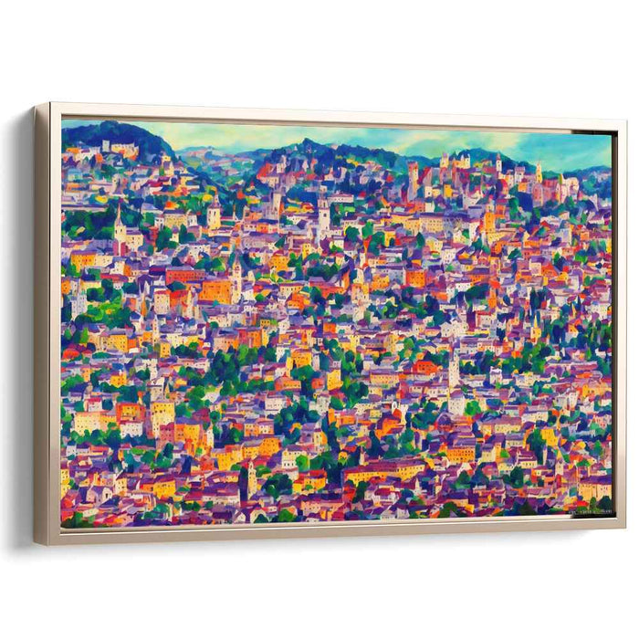 Urban Impression Fusion: Post-Impressionist Cityscape Canvas Art Print