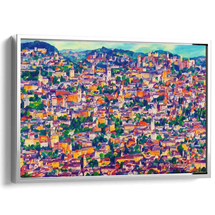 Urban Impression Fusion: Post-Impressionist Cityscape Canvas Art Print