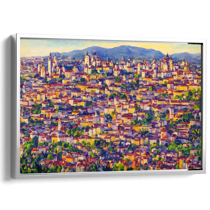 Metropolis Melody: Impressionist Urban Panorama Canvas Art Print