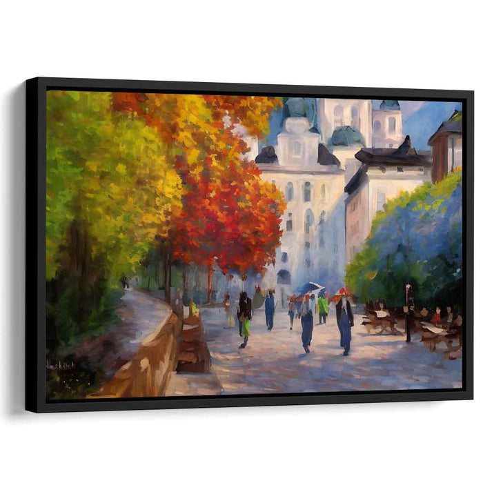 Autumnal Promenade: Vibrant Urban Landscape Canvas Art