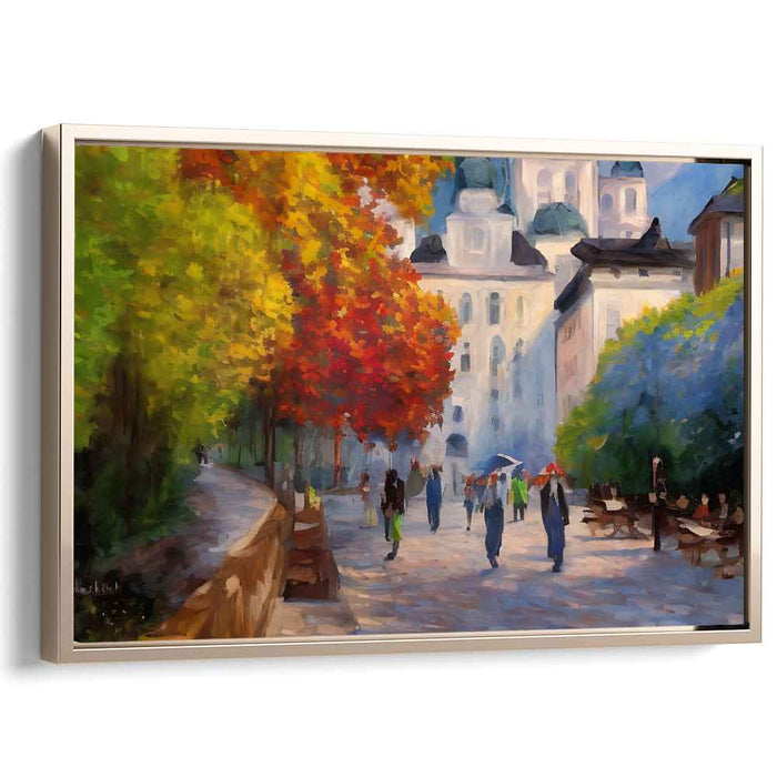 Autumnal Promenade: Vibrant Urban Landscape Canvas Art