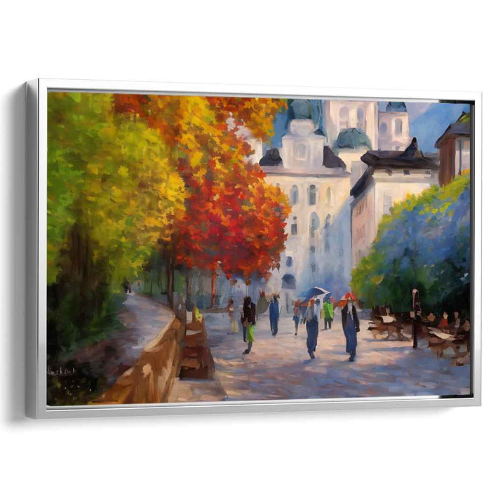 Autumnal Promenade: Vibrant Urban Landscape Canvas Art