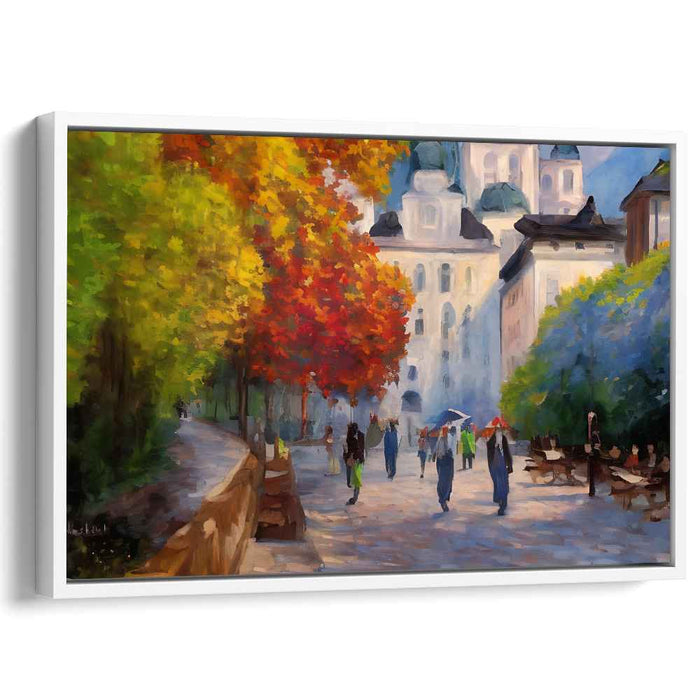 Autumnal Promenade: Vibrant Urban Landscape Canvas Art