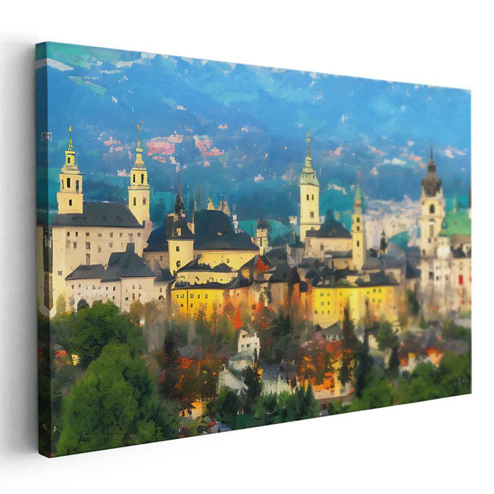 Serene Mornings: Impressionist Cityscape with Historic European Charm