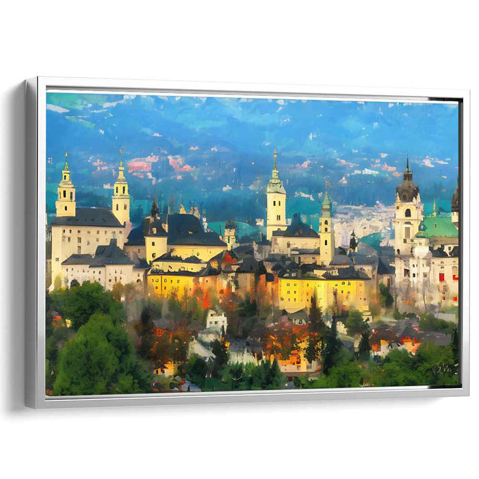 Serene Mornings: Impressionist Cityscape with Historic European Charm