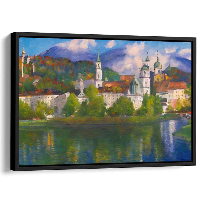 Tranquil Alpine Town: Idyllic European Cityscape Canvas Art Print