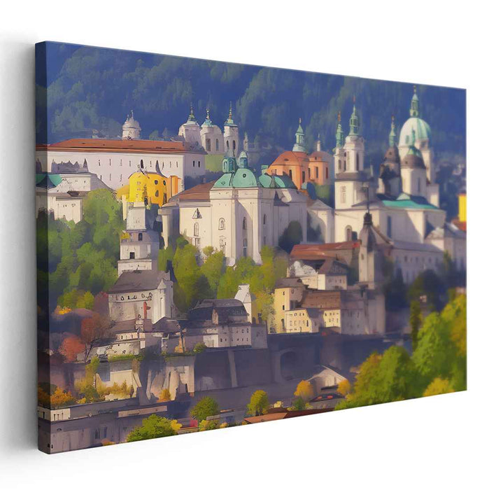 Ethereal Blueprint Symphony: Serene Architectural Grandeur Canvas Art Print