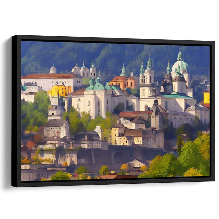 Ethereal Blueprint Symphony: Serene Architectural Grandeur Canvas Art Print