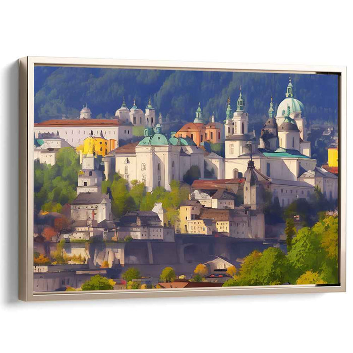 Ethereal Blueprint Symphony: Serene Architectural Grandeur Canvas Art Print