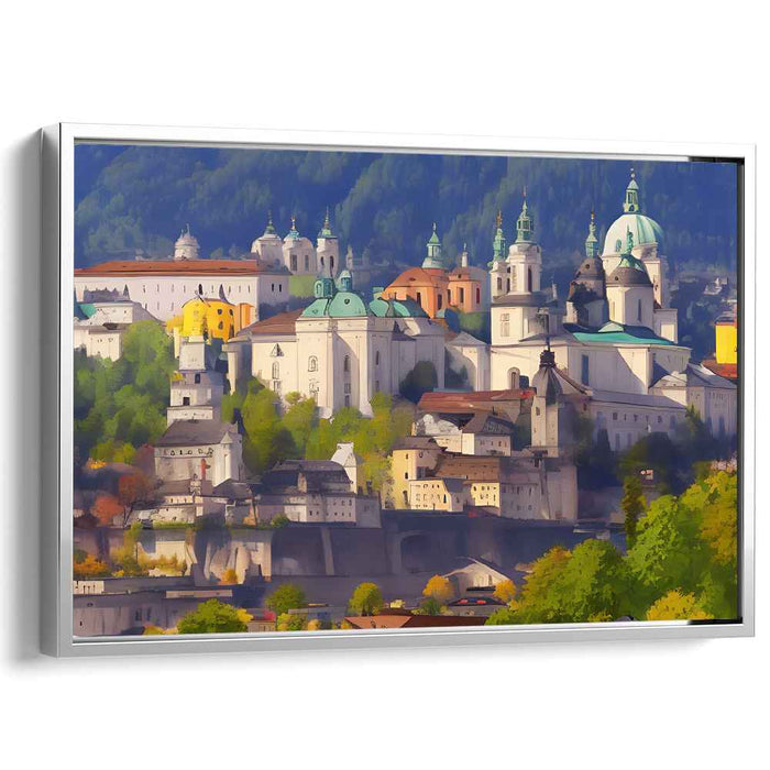 Ethereal Blueprint Symphony: Serene Architectural Grandeur Canvas Art Print