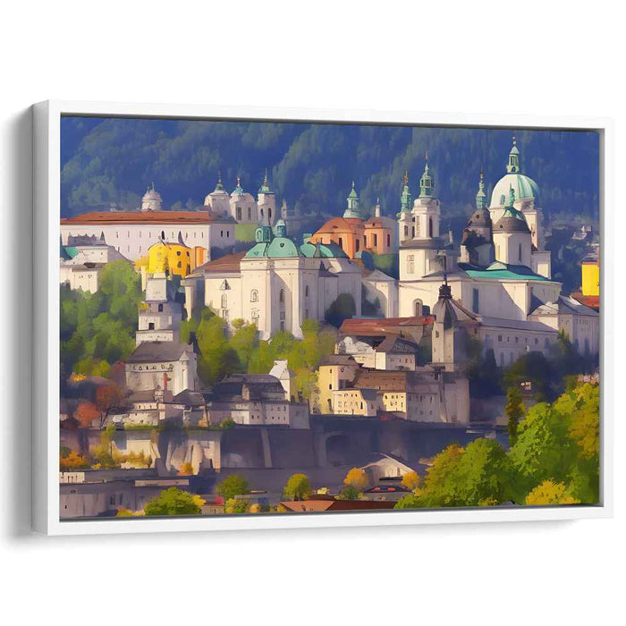 Ethereal Blueprint Symphony: Serene Architectural Grandeur Canvas Art Print