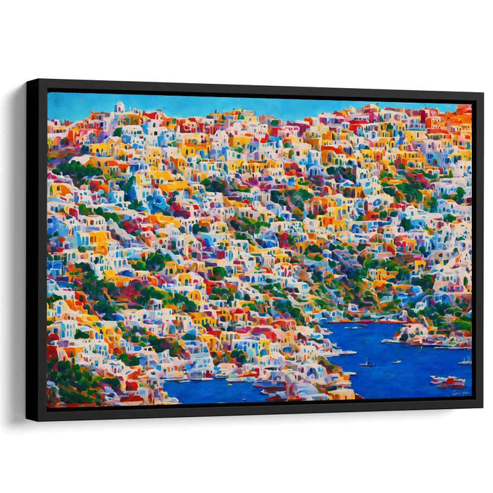 Seaside Village Dreams: Vibrant Coastal Town Canvas Art