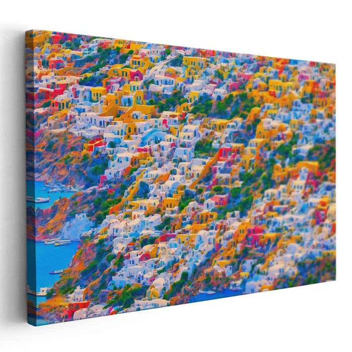 Olive Grove Serenade: Mediterranean Hillside Town Canvas Art