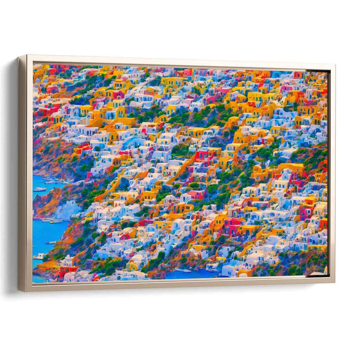 Olive Grove Serenade: Mediterranean Hillside Town Canvas Art