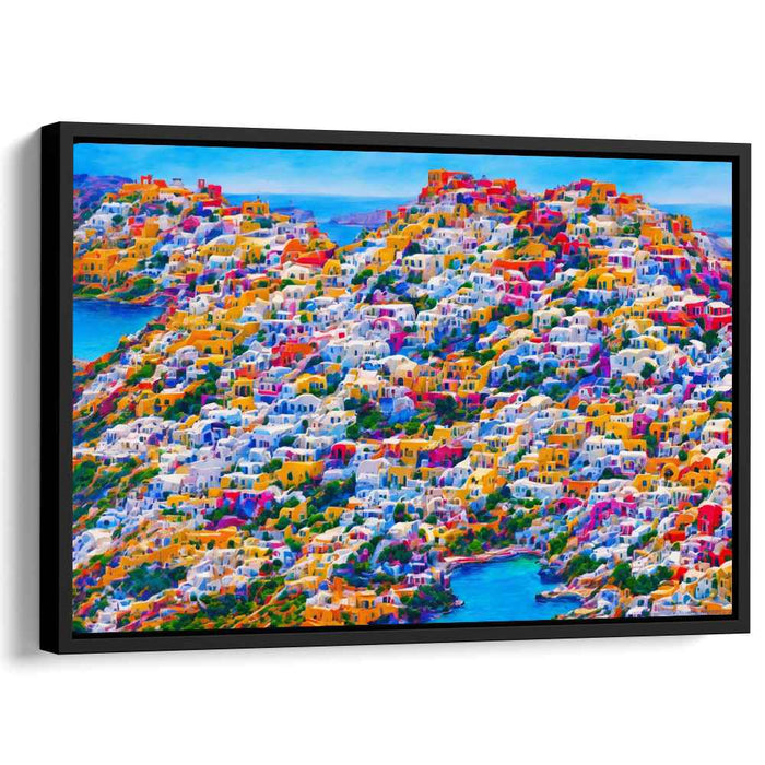Mediterranean Mosaic: Colorful Greek Island Canvas Art Print