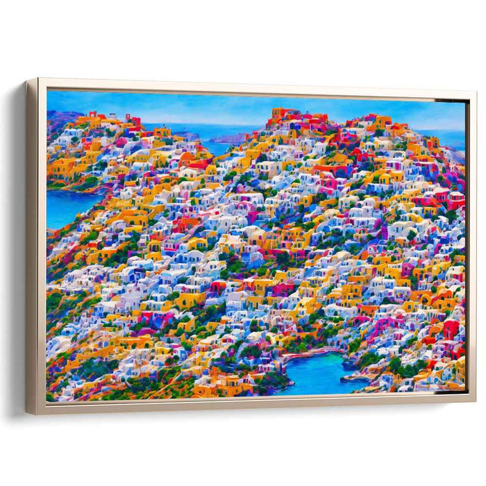 Mediterranean Mosaic: Colorful Greek Island Canvas Art Print