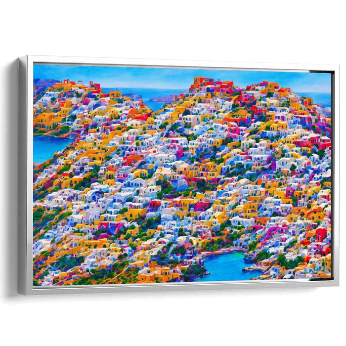 Mediterranean Mosaic: Colorful Greek Island Canvas Art Print