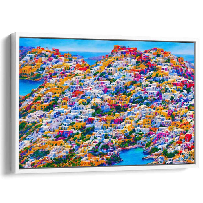 Mediterranean Mosaic: Colorful Greek Island Canvas Art Print