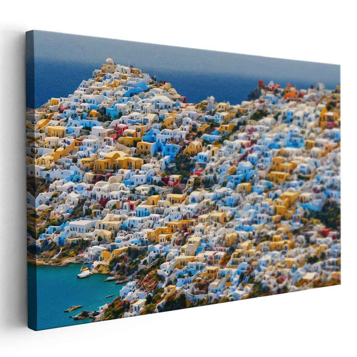 Harbor Haven Vista: Coastal Village Panorama Canvas Art