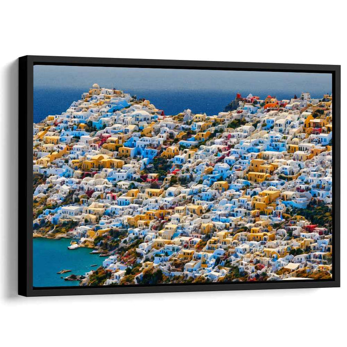 Harbor Haven Vista: Coastal Village Panorama Canvas Art