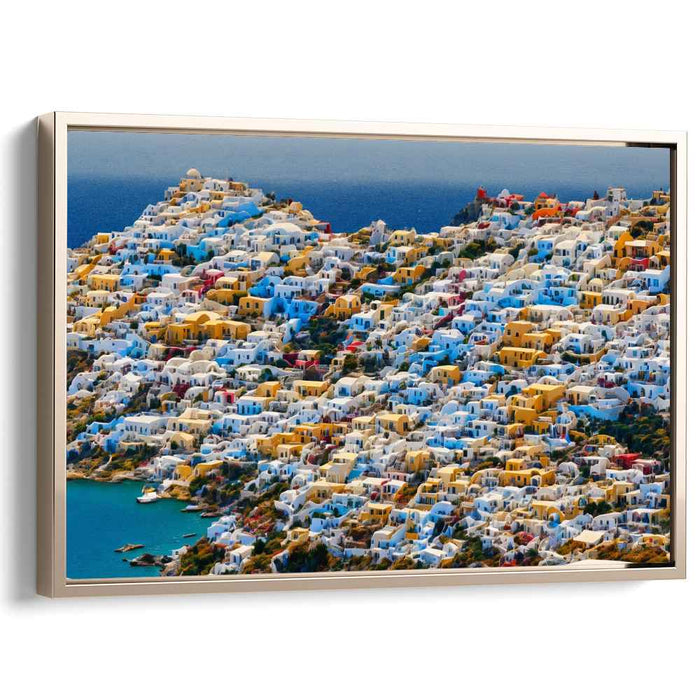 Harbor Haven Vista: Coastal Village Panorama Canvas Art
