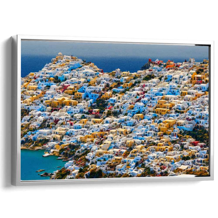 Harbor Haven Vista: Coastal Village Panorama Canvas Art
