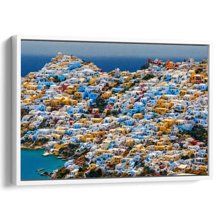 Harbor Haven Vista: Coastal Village Panorama Canvas Art
