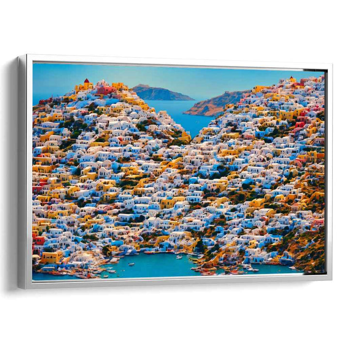 Ocean Breeze Wander: Vibrant Coastal Townscape Canvas Art Print