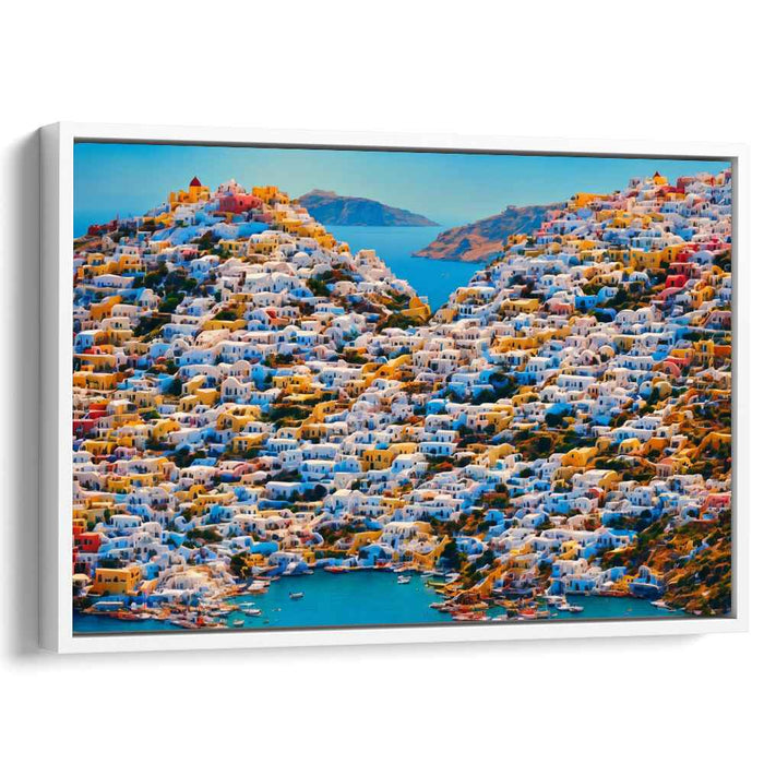 Ocean Breeze Wander: Vibrant Coastal Townscape Canvas Art Print