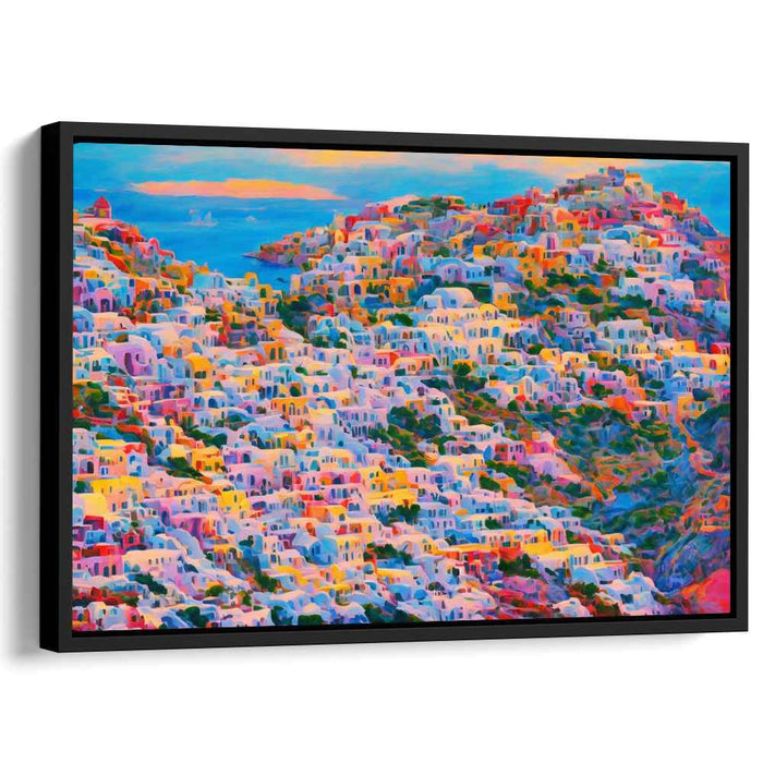 Mediterranean Color Fest: A Vibrant Oia Sunset Canvas Art Print